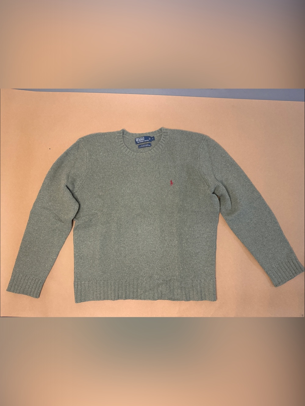 Polo by Ralph Lauren Men's Light Sage Green Crewneck Sweater